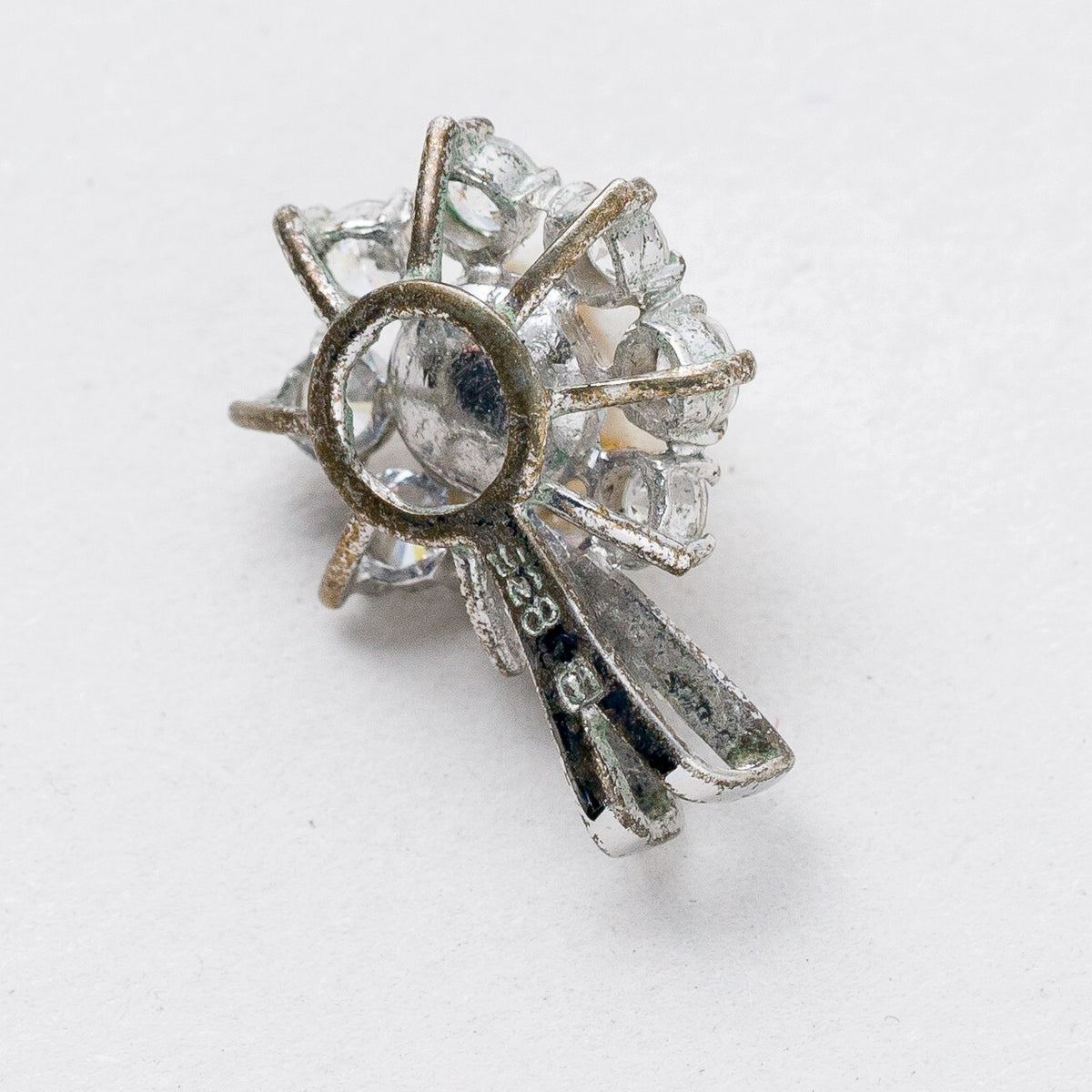 Anhänger 835 Silber Perle Weiße Steine 1,6 cm 1,54 g4