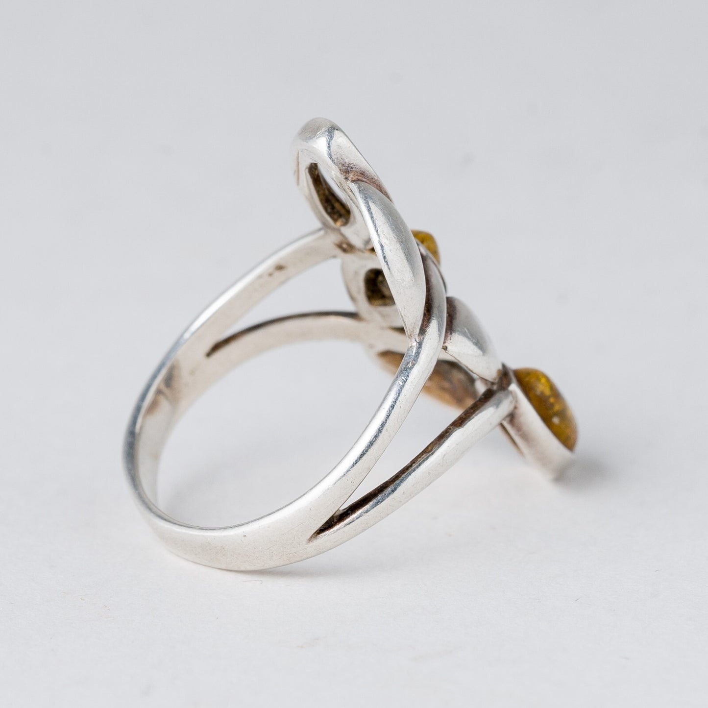 Silber Ring 925 Bernstein Größe 54 (17,2 mm Ø) 3,91 g2