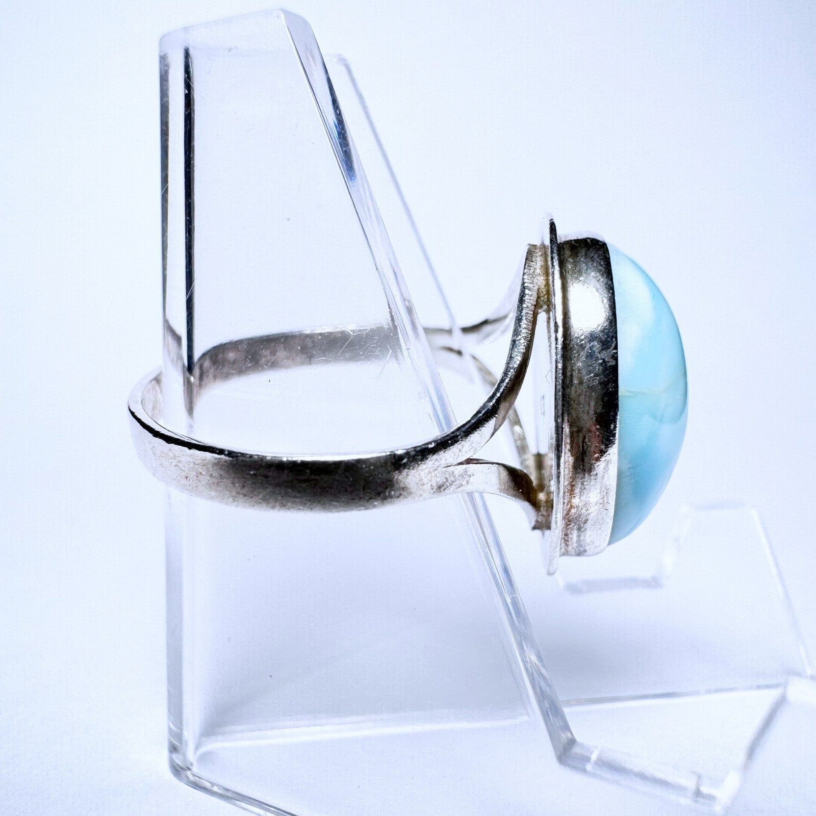 Ring 925er Silber Größe 59 mit hellblauen Stein 4,21g3