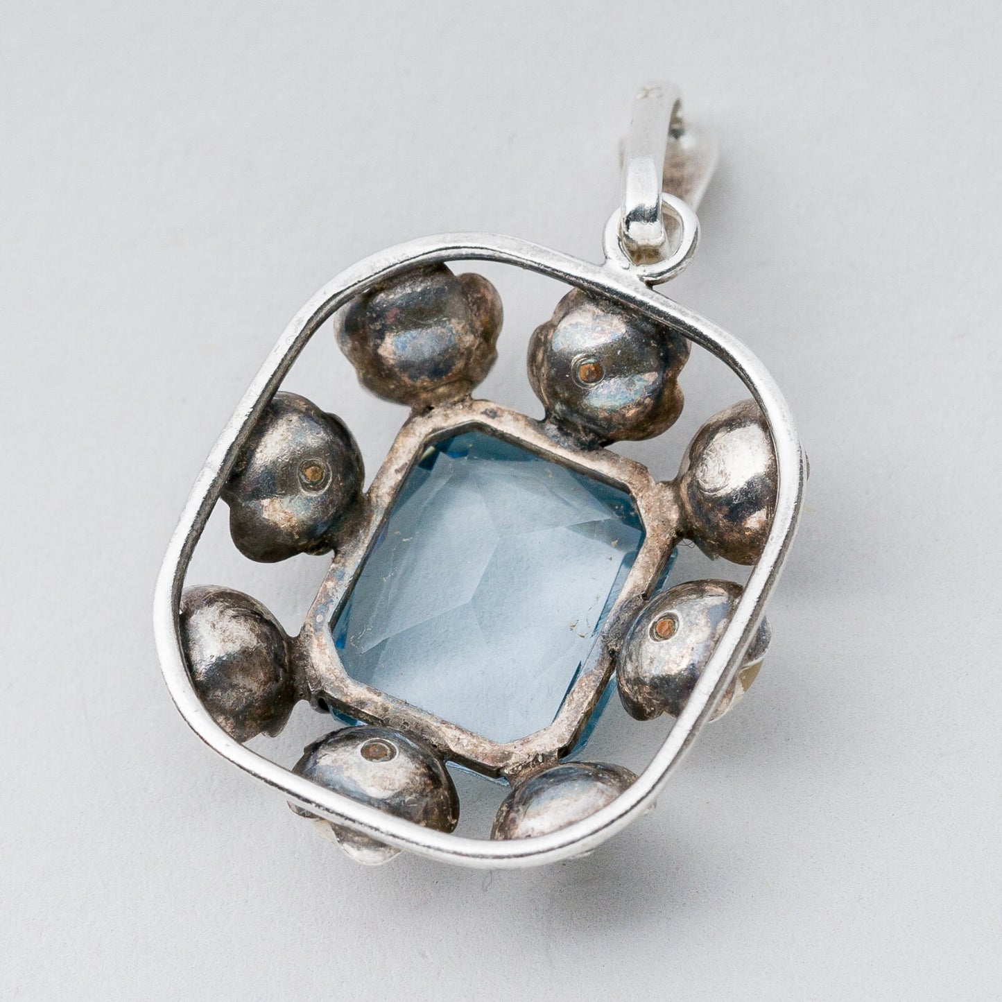Anhänger Silber 835 Blauer Stein Perlen 3,5 cm 4,94 g1