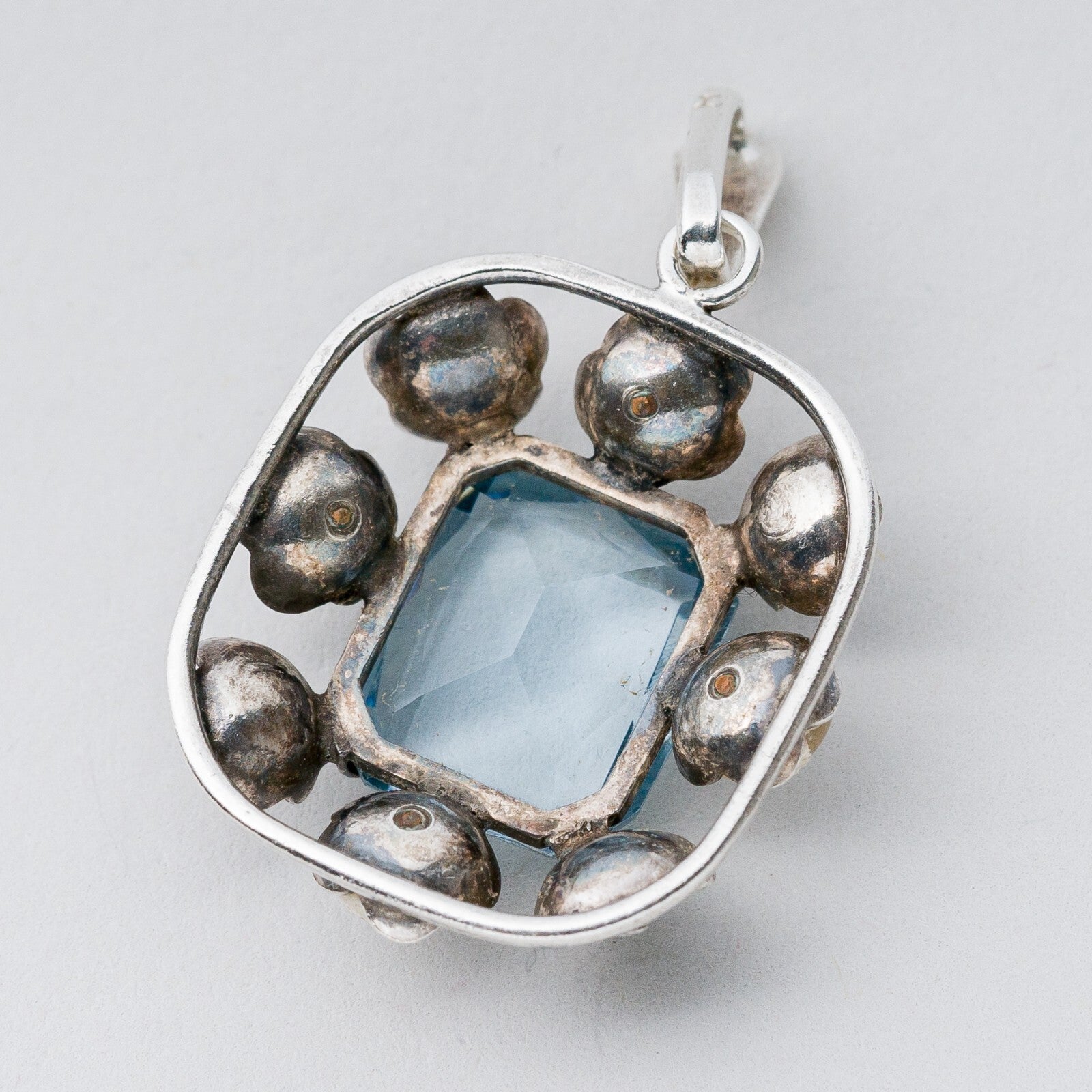 Anhänger Silber 835 Blauer Stein Perlen 3,5 cm 4,94 g1