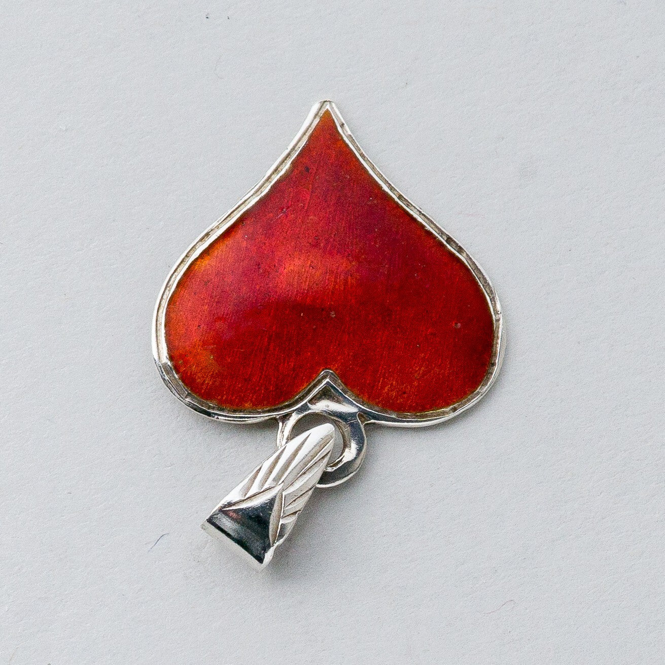 Silber Anhänger Kettenanhänger 925 Herz Rot emailliert 2,1 g2