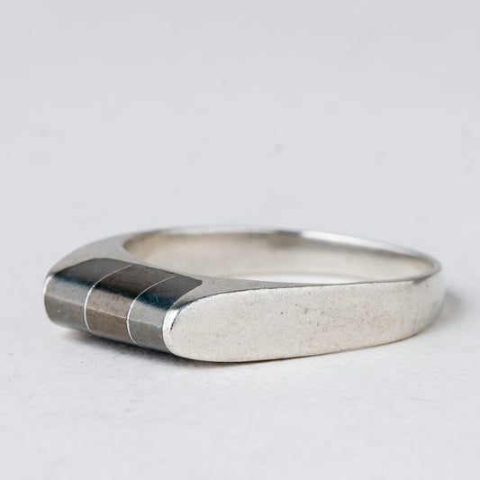 Silber Ring 925 Graue Stein Größe 53 (16,8 mm Ø) 2,61 g0