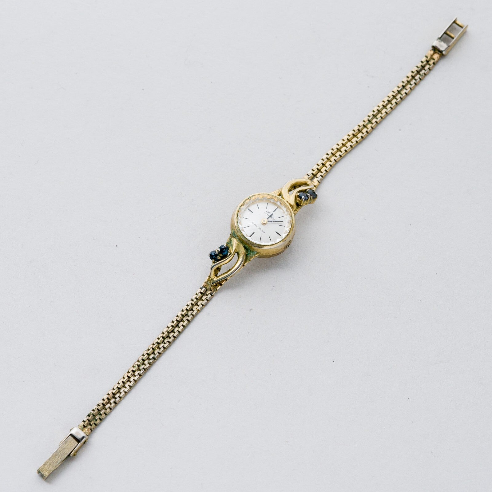 Studio Silber Armbanduhr 17 cm 835 Vergoldet Blaue Steine  13,55 g2