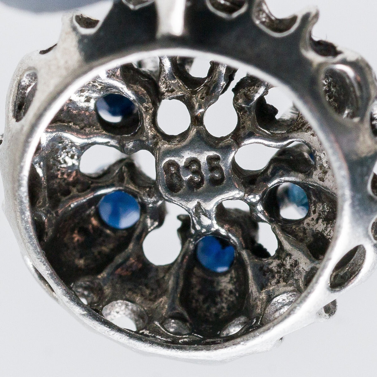 Anhänger Silber 835 Blaue Steine 1,8 cm 1,79 g6
