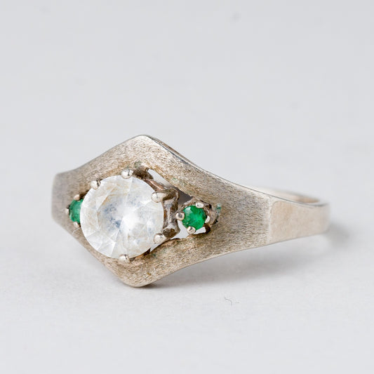 Ring Weißer Stein 2,1 g 835er Silber Größe 53 (16,8 mm Ø)0