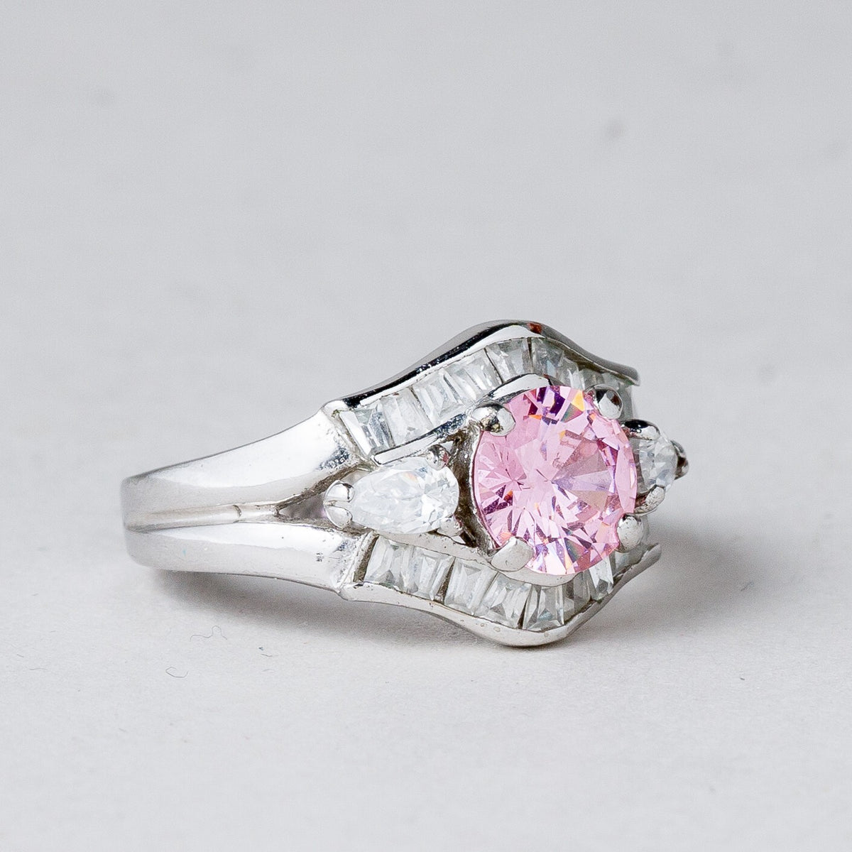 Silber Ring 925 Rosa Stein Größe 57 (18,1 mm Ø) 5,5 g1