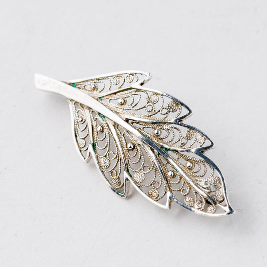 Silber Brosche 835 Floral filigran 4,4 cm 3,12 g0