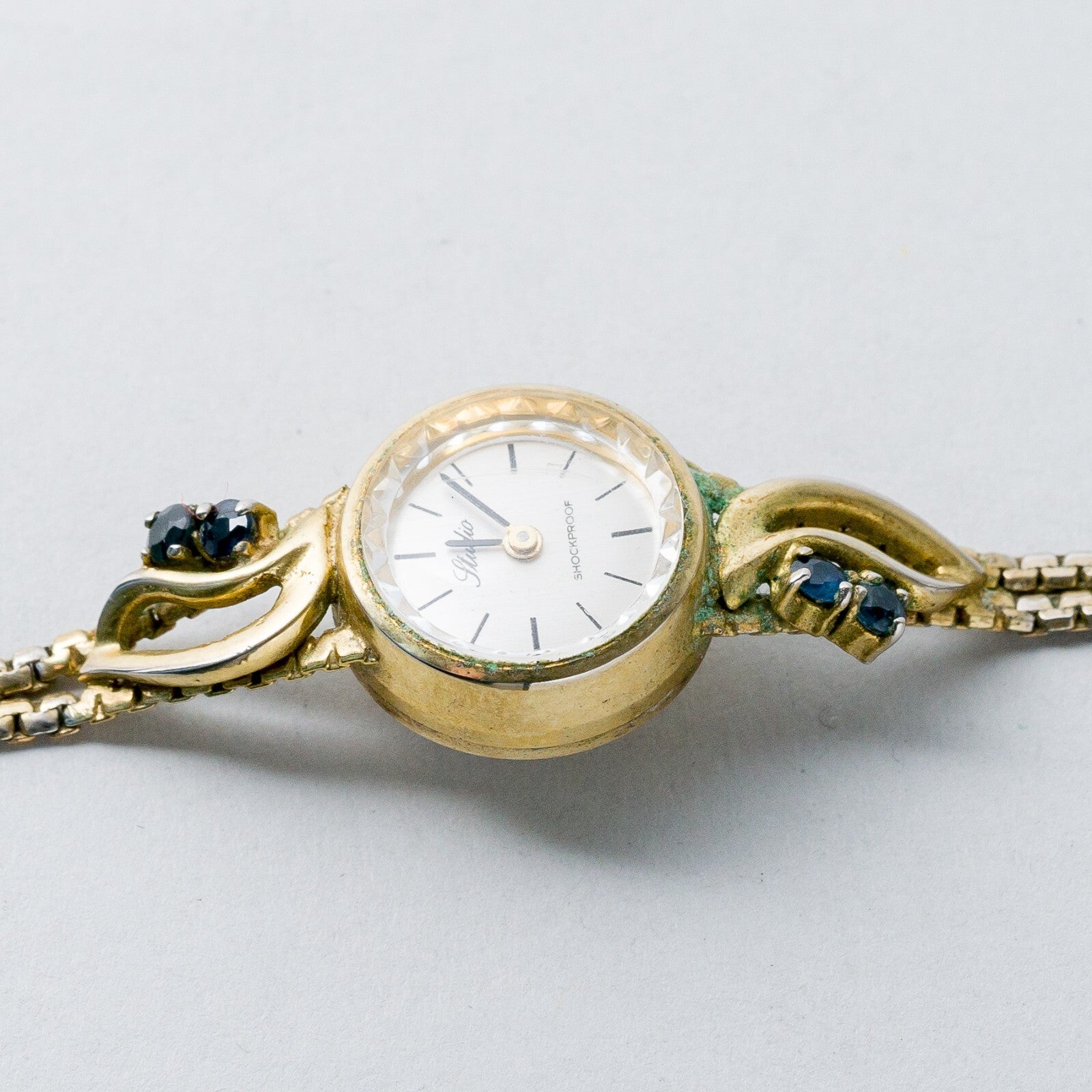 Studio Silber Armbanduhr 17 cm 835 Vergoldet Blaue Steine  13,55 g4