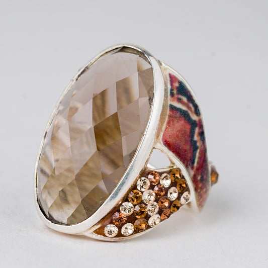 Ring Braune Steine 8,65 g 925er Silber Größe 54 (17,2 mm Ø)0