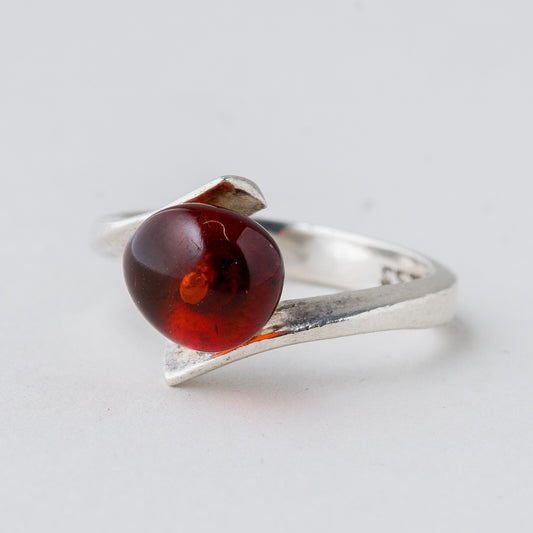 Silber Ring 925 Bernstein Größe 52 (16,5 mm Ø) 2,91 g0