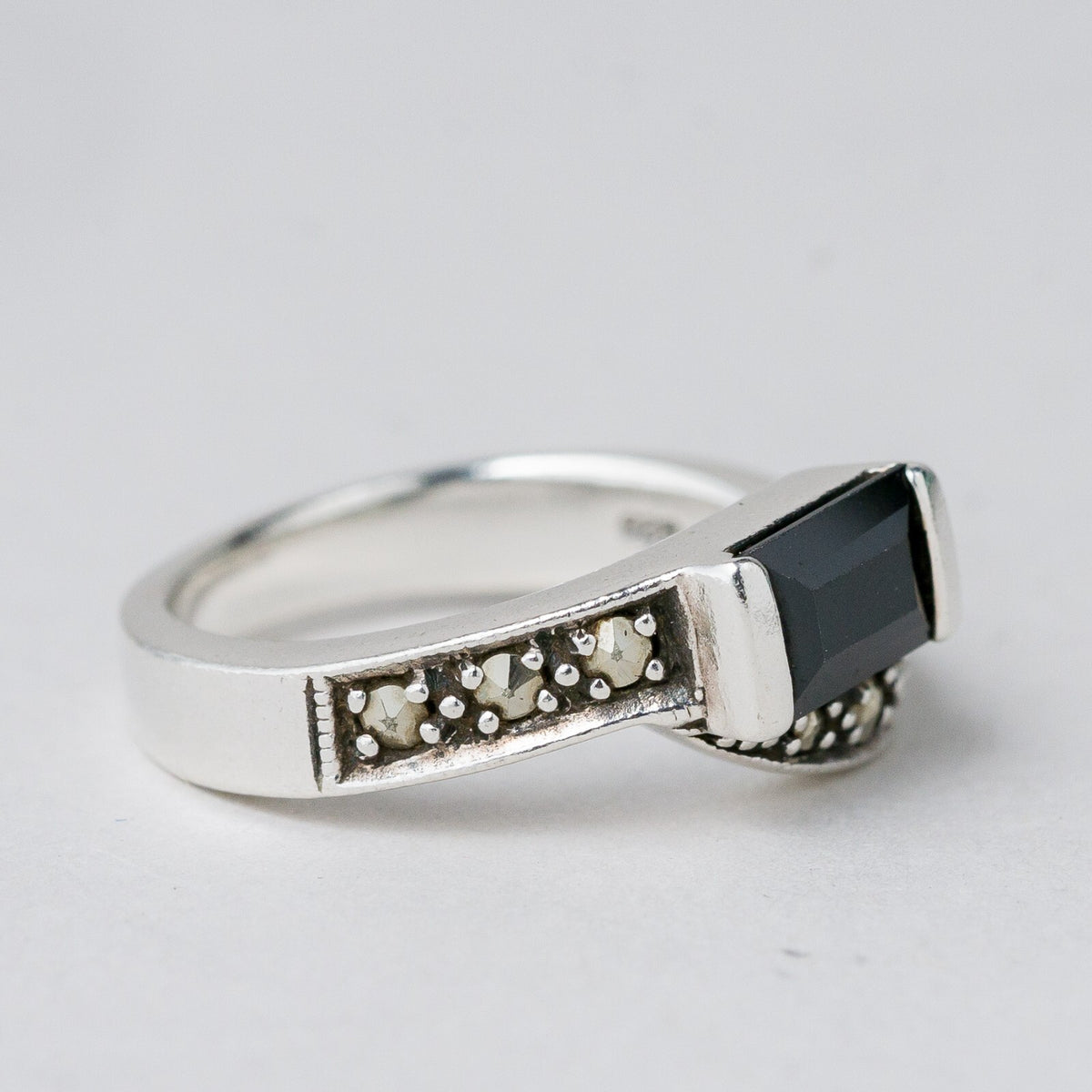 Silber Ring 925 Schwarzer Stein Größe 54 (17,2 mm Ø) 4,82 g5