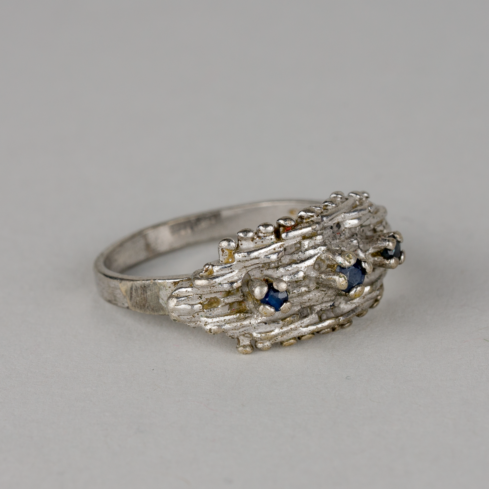 Silberring 935er Silber 4g Mit Muster und Steinen Größe 55 (17,5 mm Ø)0