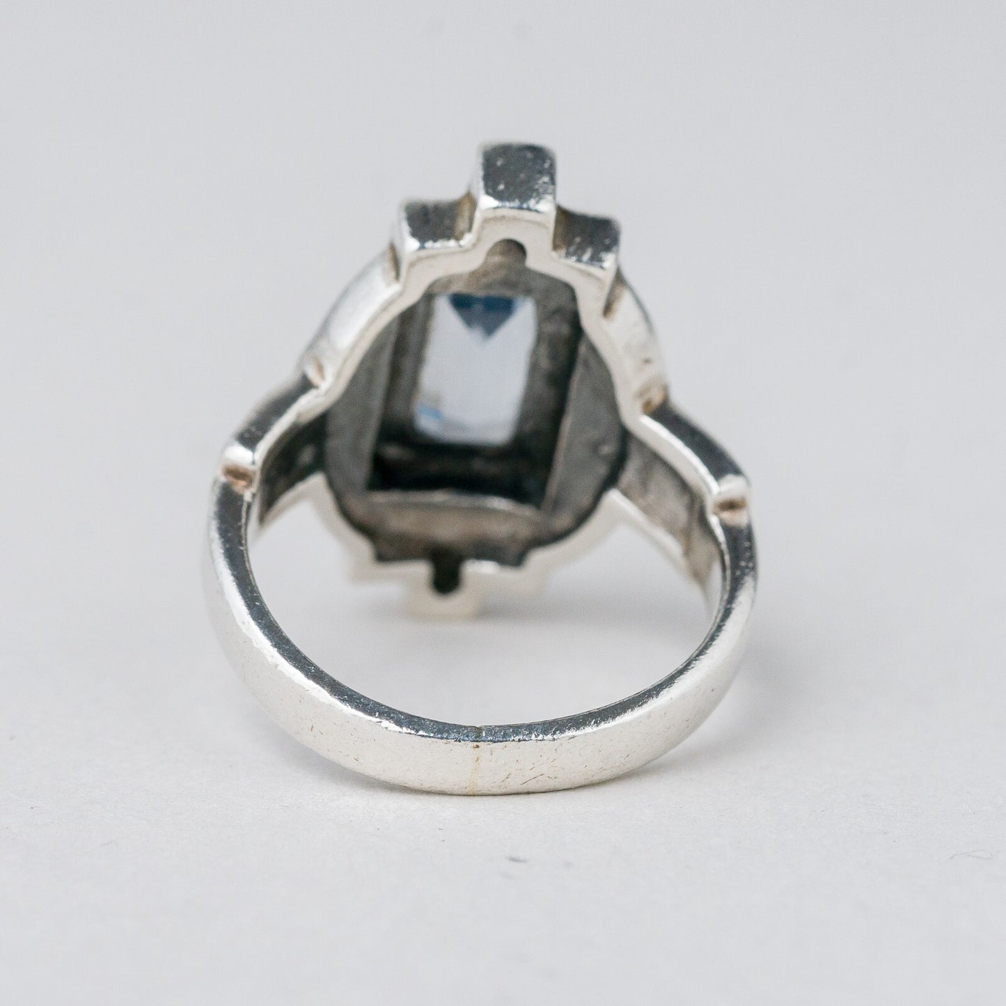 Silber Ring 925 Blauer Stein Größe 49 (15,6 mm Ø) 5,77 g3