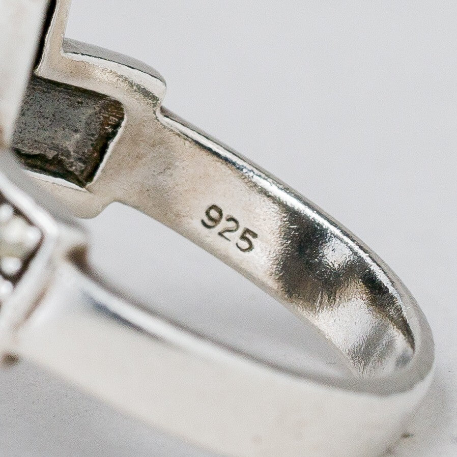 Silber Ring 925 Blauer Stein Größe 49 (15,6 mm Ø) 5,77 g6