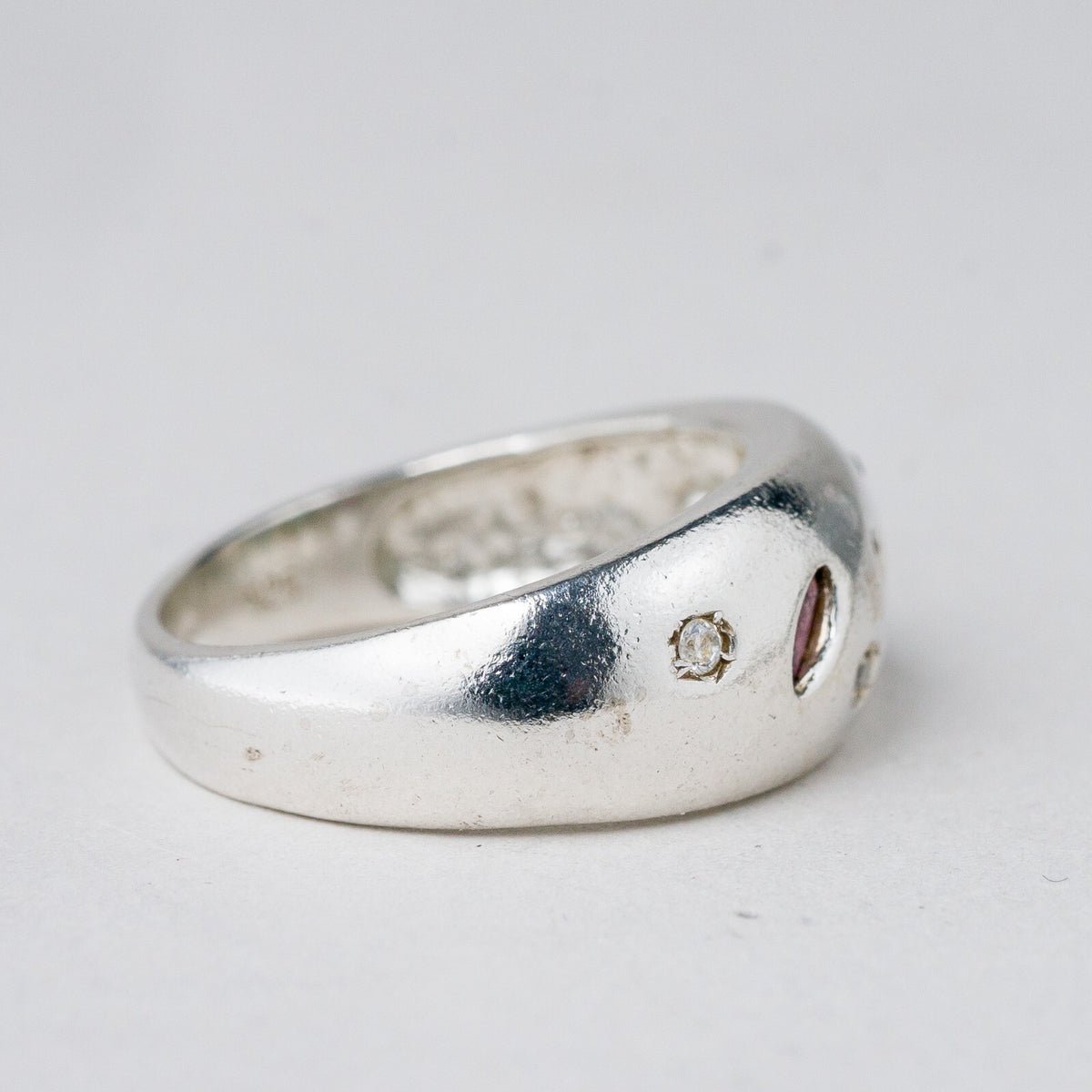 Silber Ring 925 Blauer, Grüner, Roter Stein Größe 56 (17,8 mm Ø) 4,62 g2