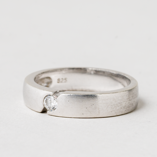 Ring Weißer Stein 925er Silber 5,34 g Größe 60 (19,1 mm Ø)0