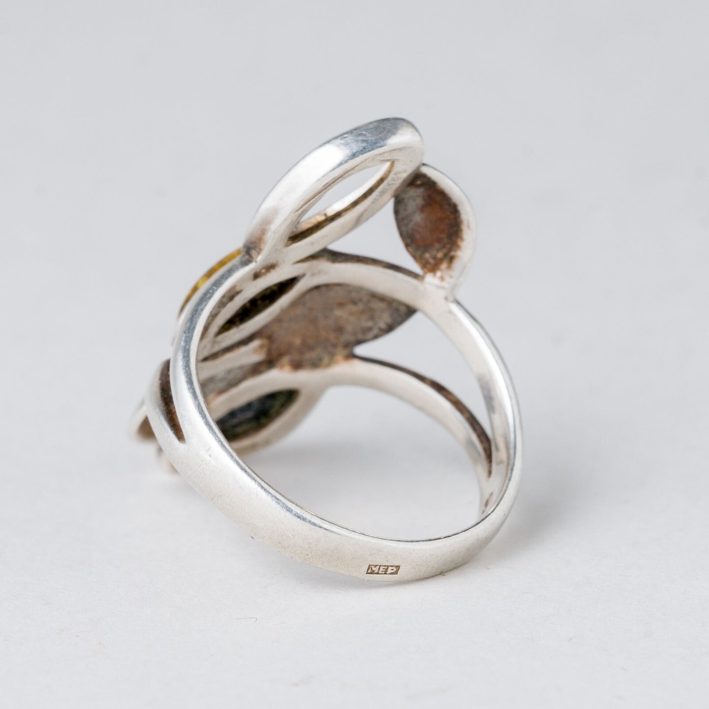 Silber Ring 925 Bernstein Größe 54 (17,2 mm Ø) 3,91 g3