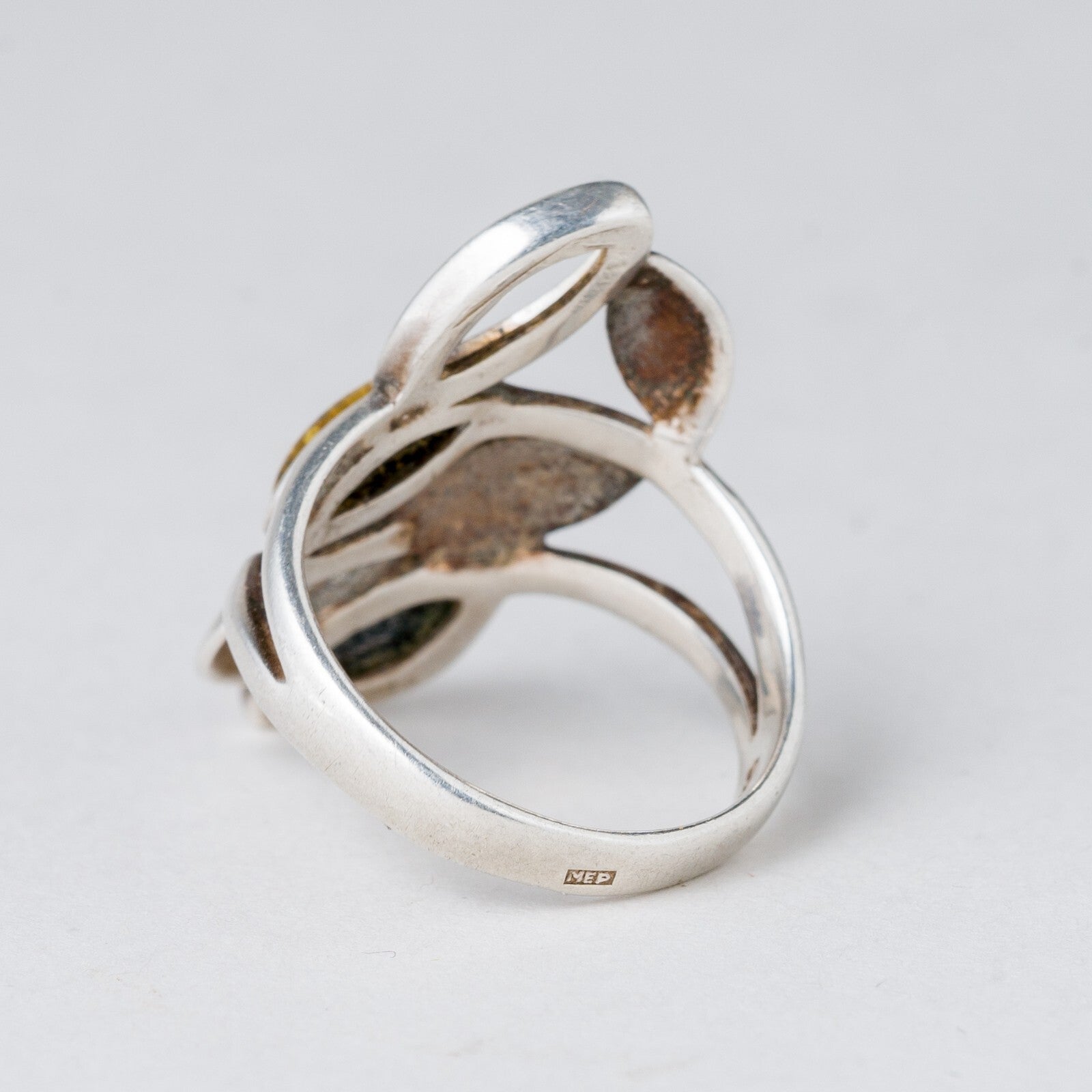 Silber Ring 925 Bernstein Größe 54 (17,2 mm Ø) 3,91 g3