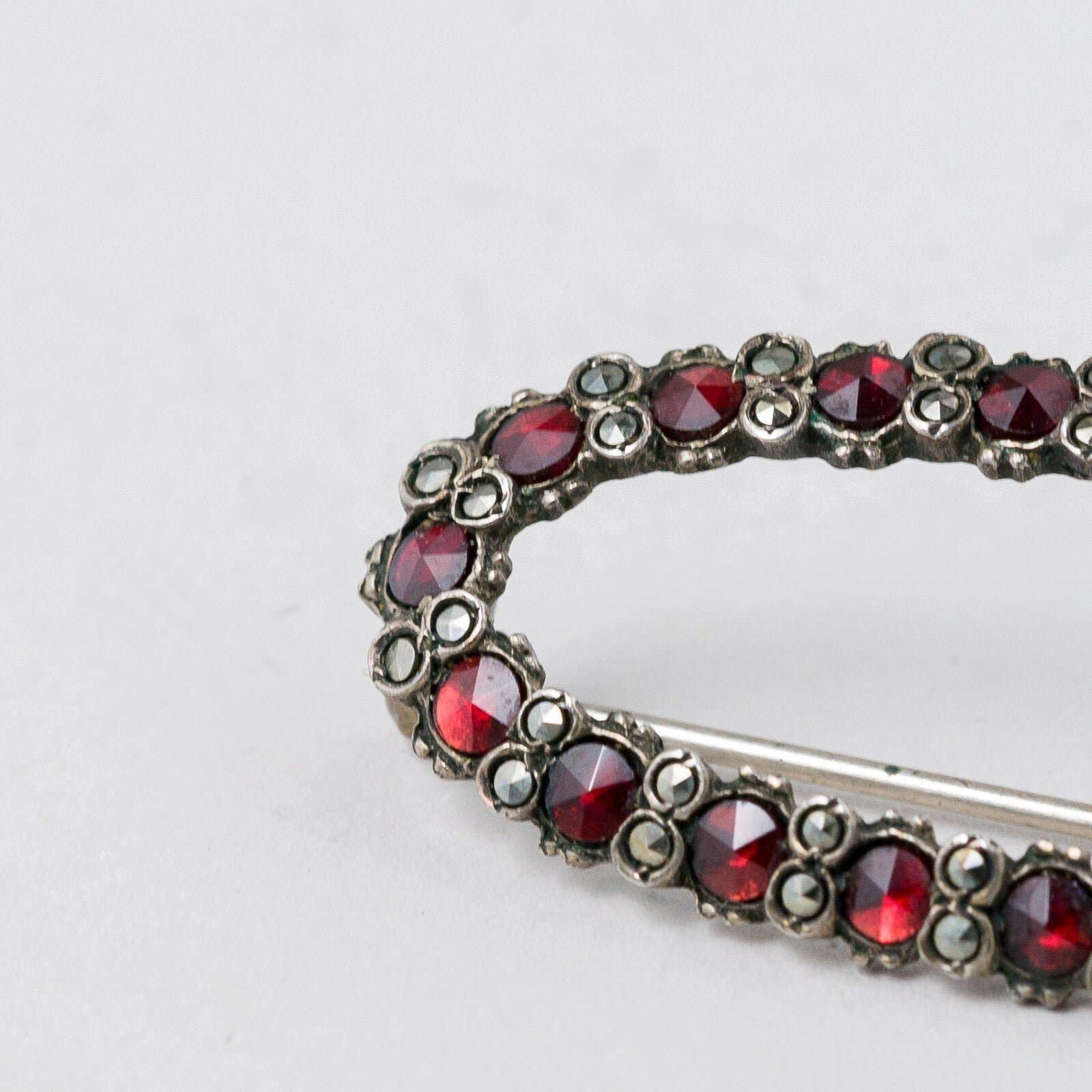 Silber Brosche 830 Rote Steine 4,5 cm 5,92 g3