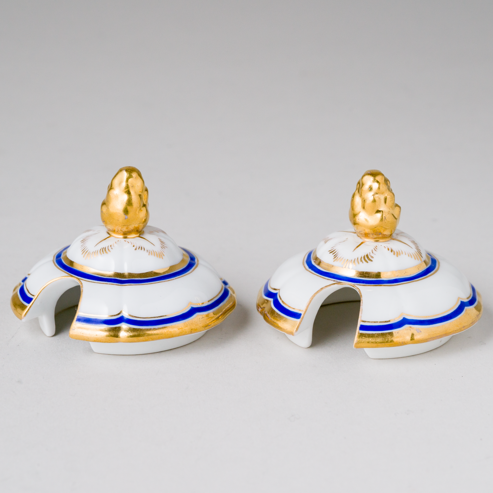 1 x Porzellan Deckel mit Aussparung für Löffel Gold Blau 6 cm0