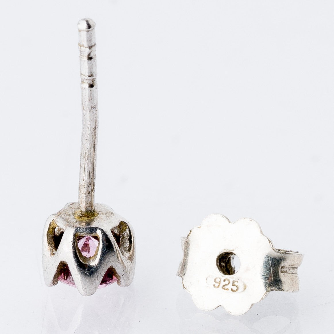 Einzelner Ohrring Ohrstecker Rosa Stein Silber 0,52 g5