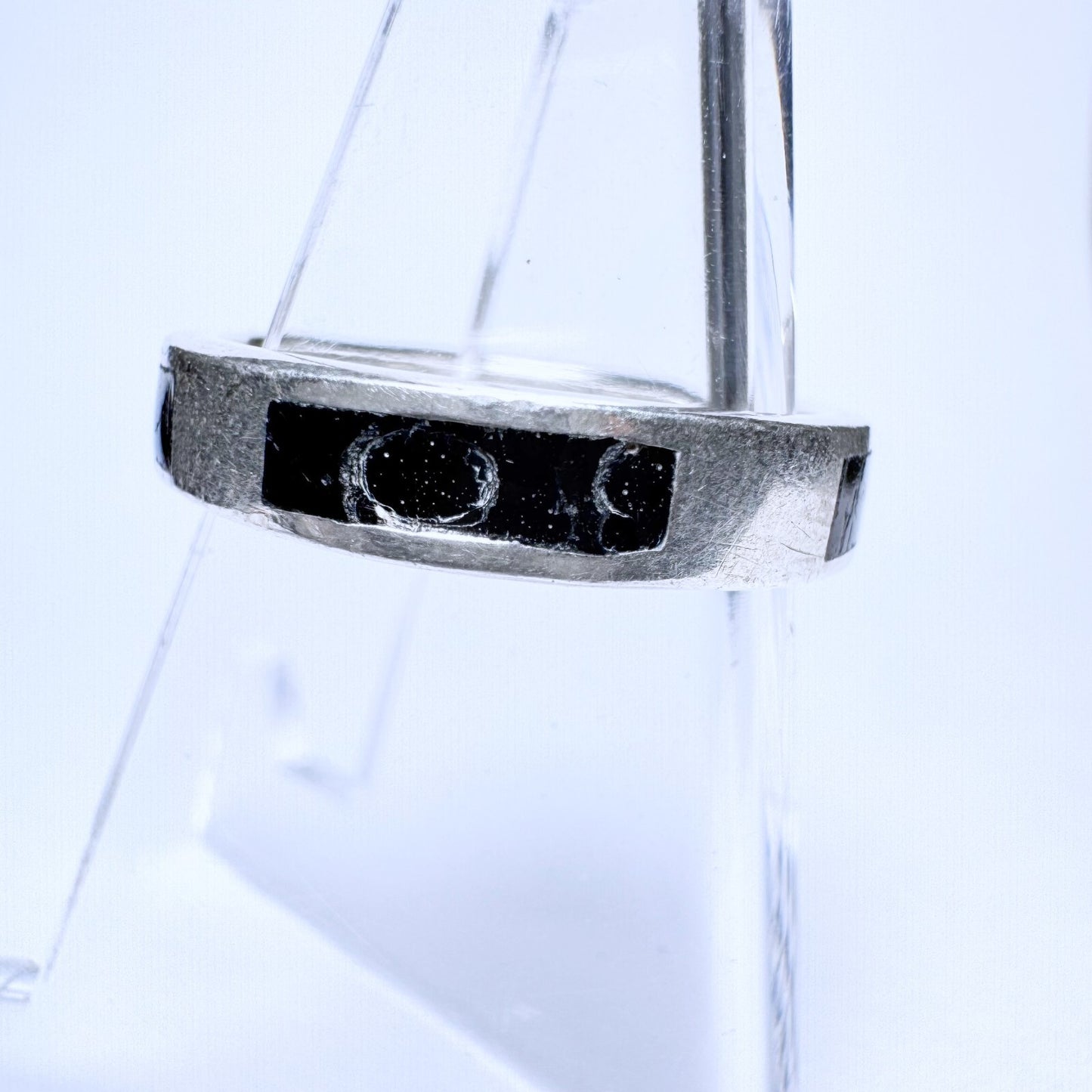 Ring 925er Silber Größe 54 mit schwarzer Emaille  3,41g2