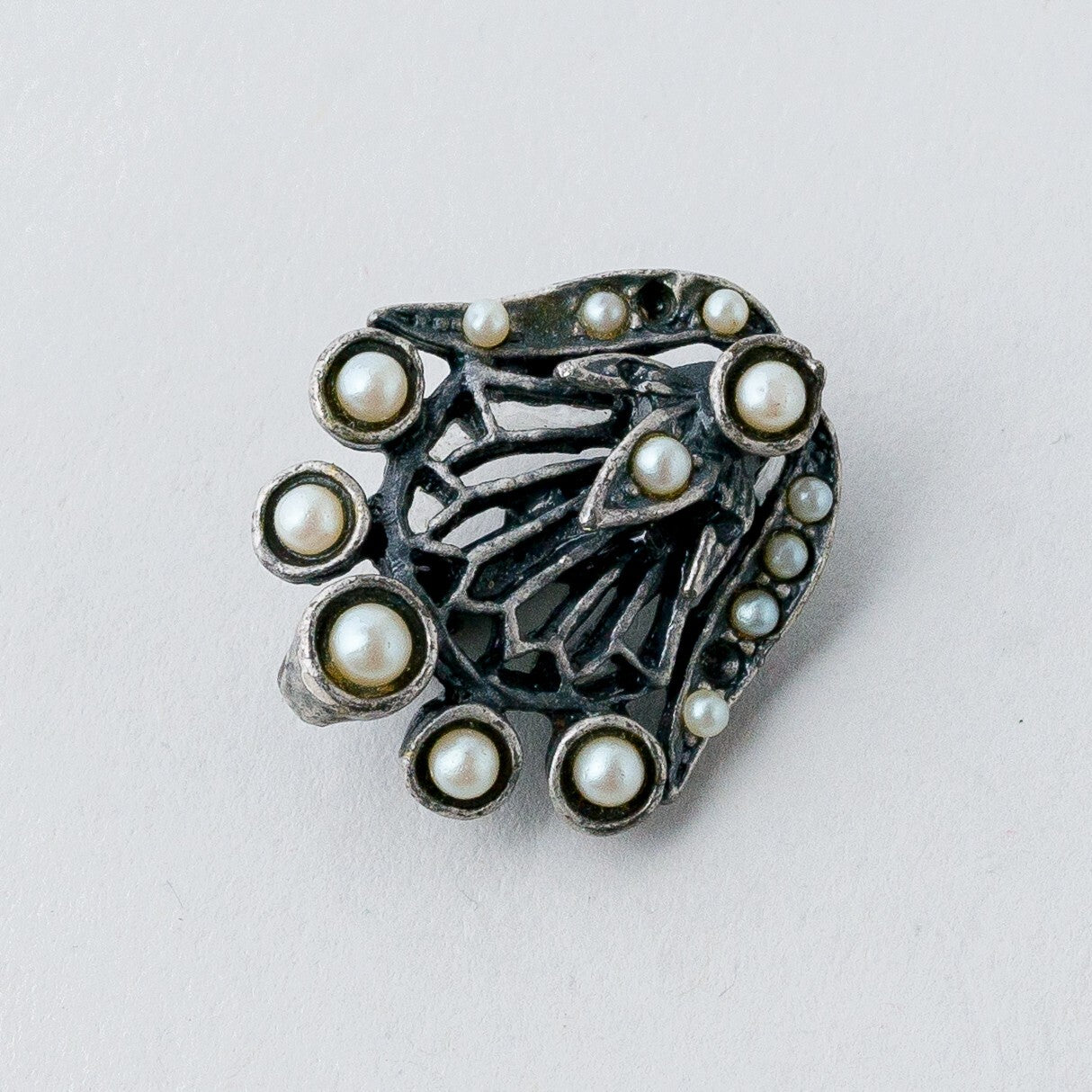 Silber Brosche Spange Perlen 4,6 g2