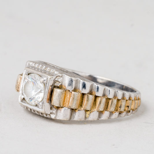 Ring Weißer Stein 925er Silber 8,81 g Größe 65 (20,6 mm Ø)0