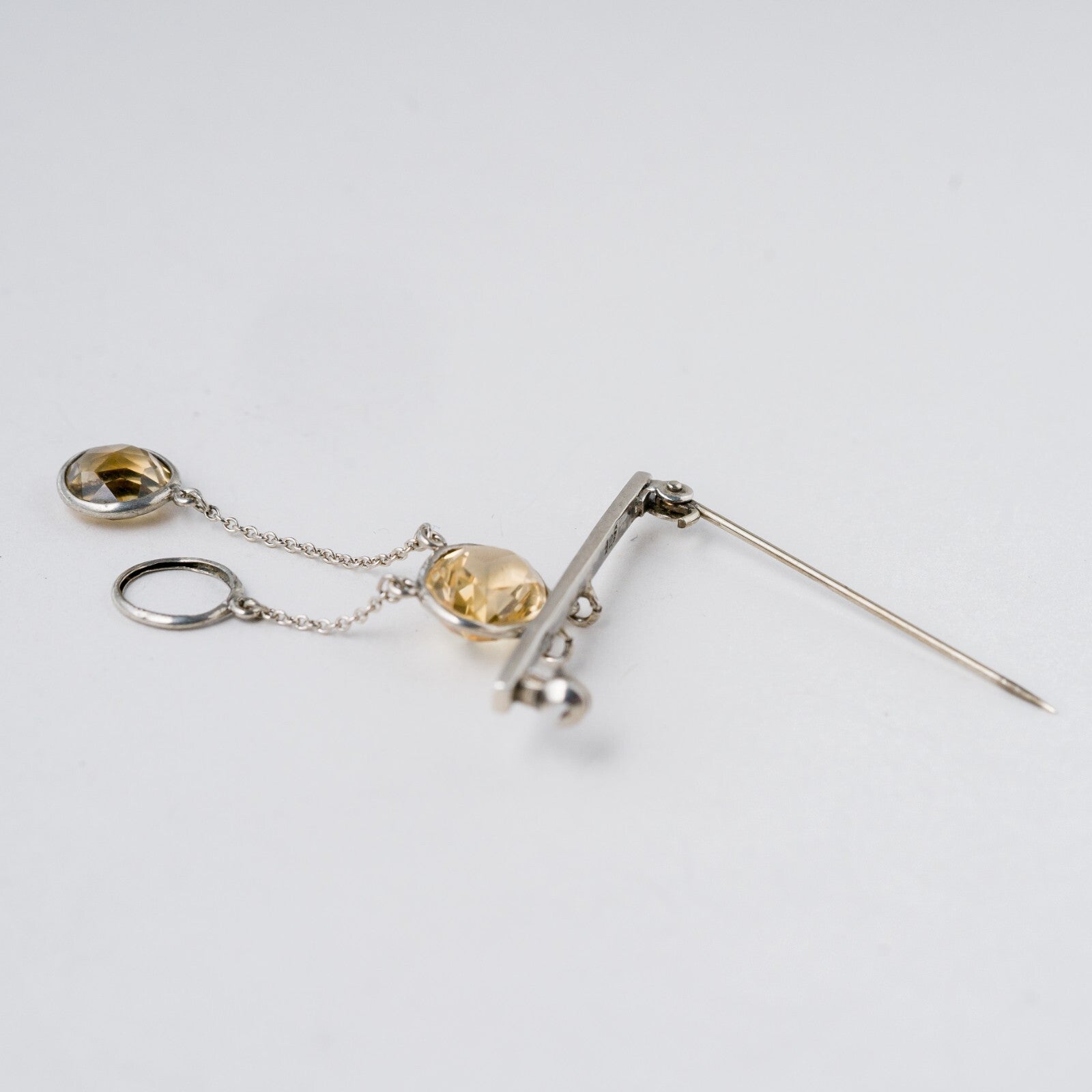 Brosche 925 Silber Gelbe Steine 5 cm 4,04 g5