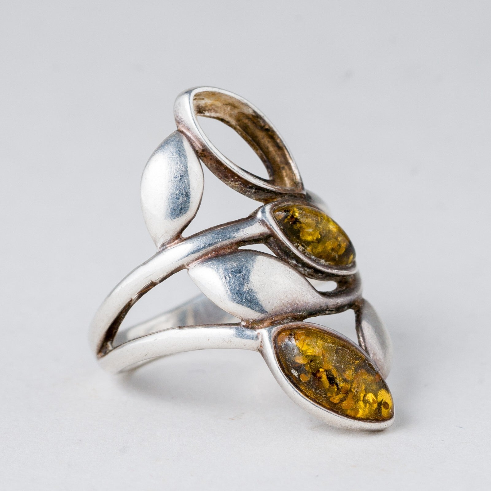 Silber Ring 925 Bernstein Größe 54 (17,2 mm Ø) 3,91 g1