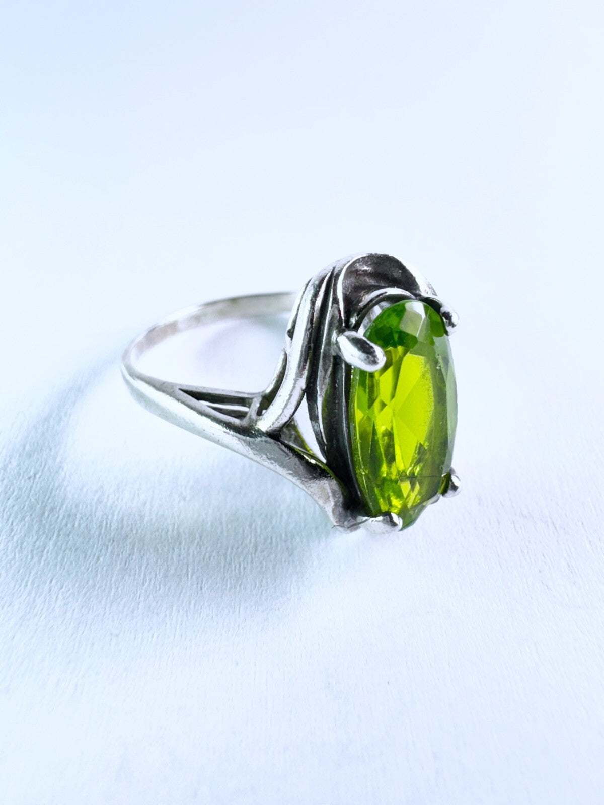 Ring 925er Silber Größe 55 Hellgrüner ovaler Stein 4,03g4