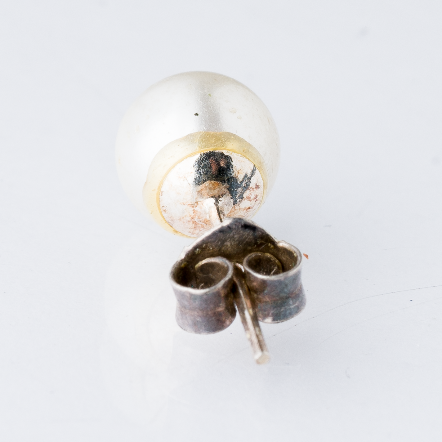 Einzelner Ohrring Ohrstecker Perle Silber 0,55 g2