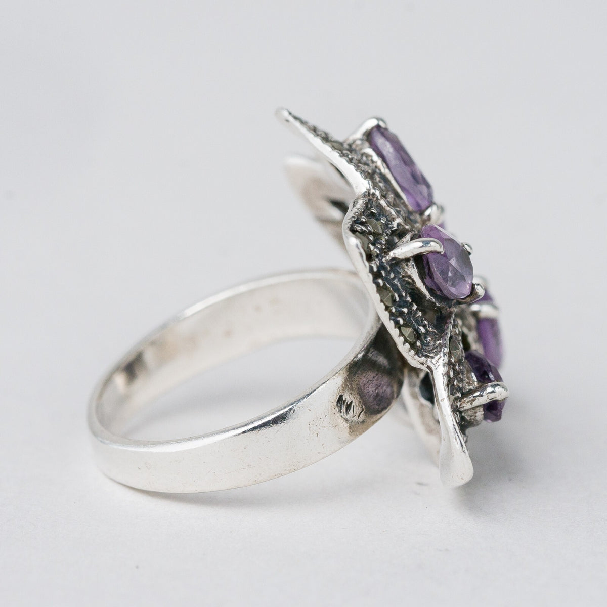 Silber Ring 925 Lila Steine Größe 51 (16,2 mm Ø) 6,78 g2