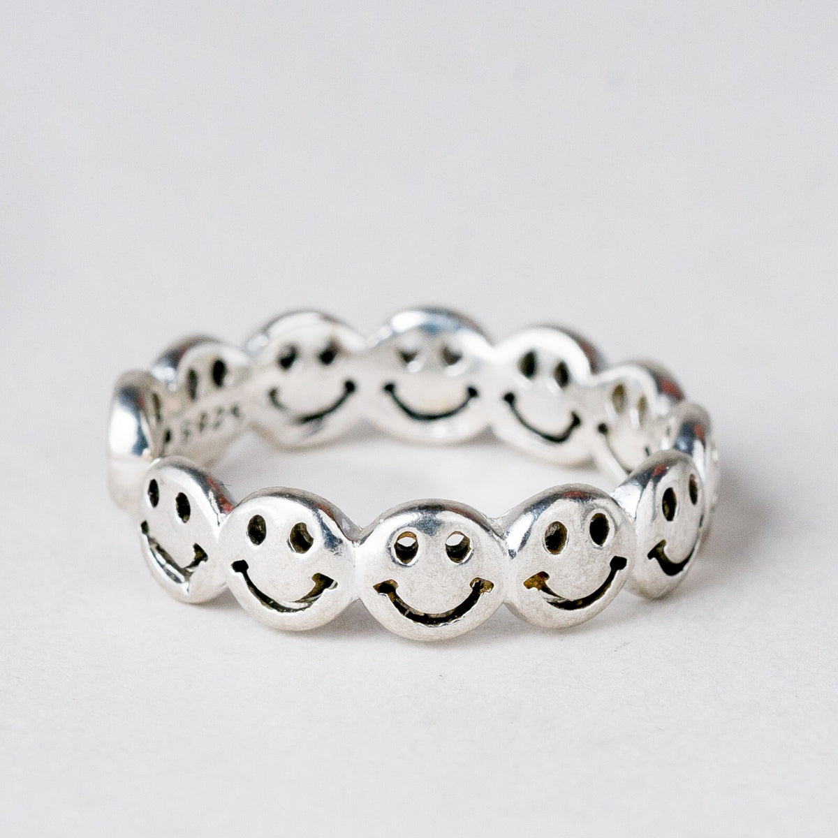 Silber Ring 925 Smileys Größe flexibel ca. 57 2,52 g4