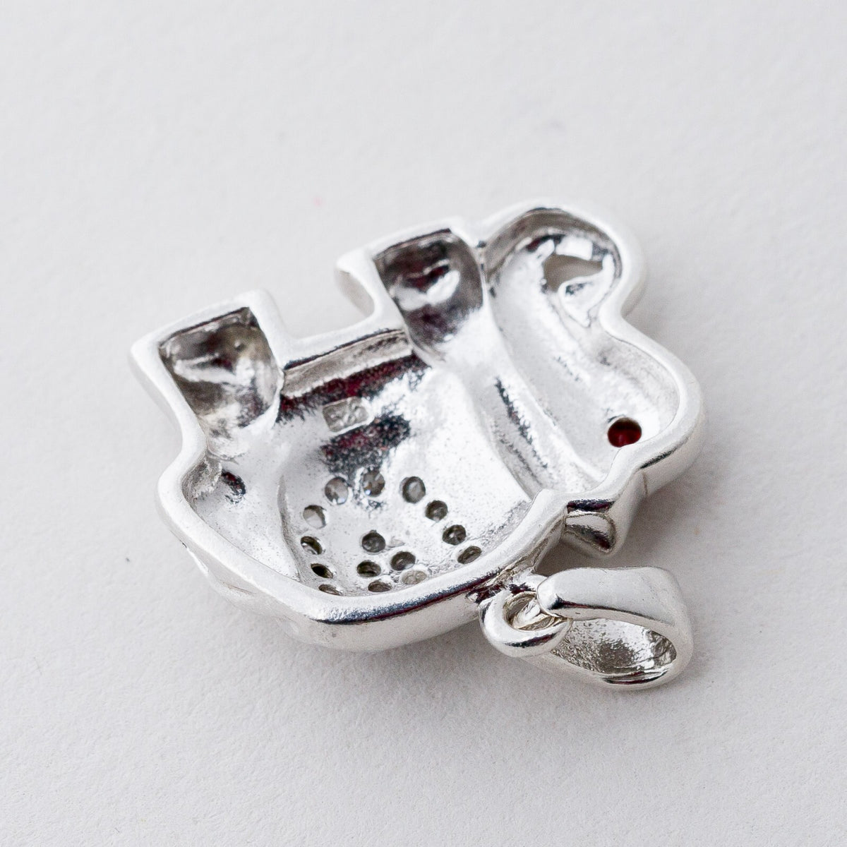 Anhänger Silber 925 Elefant Weiße und Rote Steine 2,3 cm 4,26 g4
