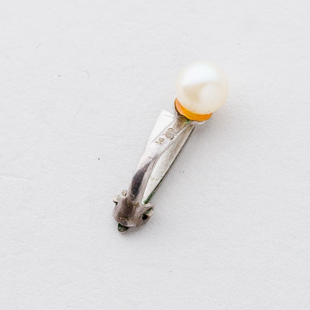 Einzelner Ohrring Clip Silber Perle 0,66 g2