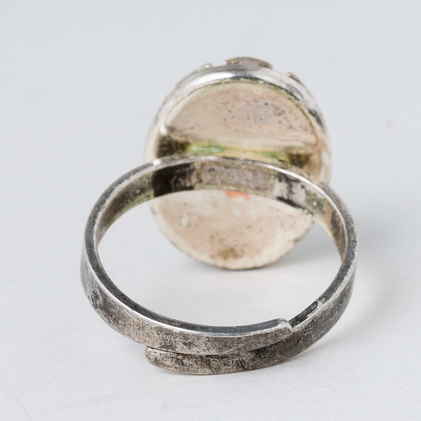 Ring Grüner Stein 5,97 g 925er Silber Größe flexibel2