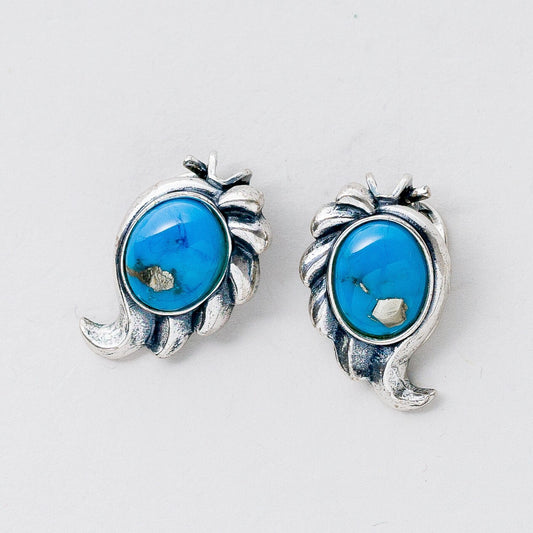 Silber Ohrringe Ohrclips 835 Blaue Steine 5,83 g0