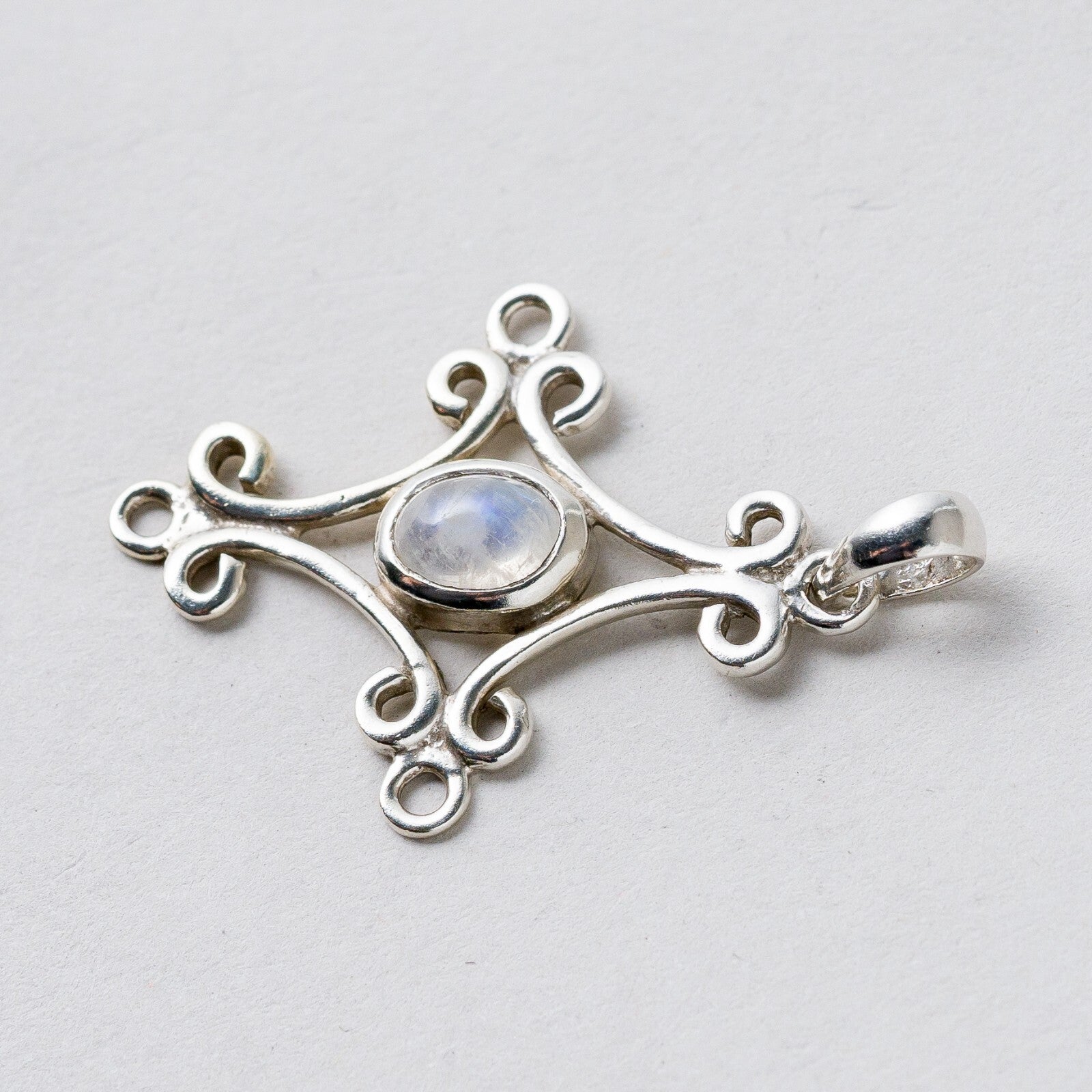 Silber Anhänger Kettenanhänger 925 Mondstein 3,5 cm 2,26 g1