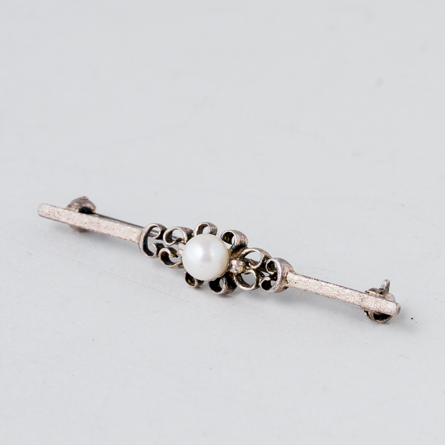 Brosche Perle 925er Silber 1,83 g 4,5 cm0