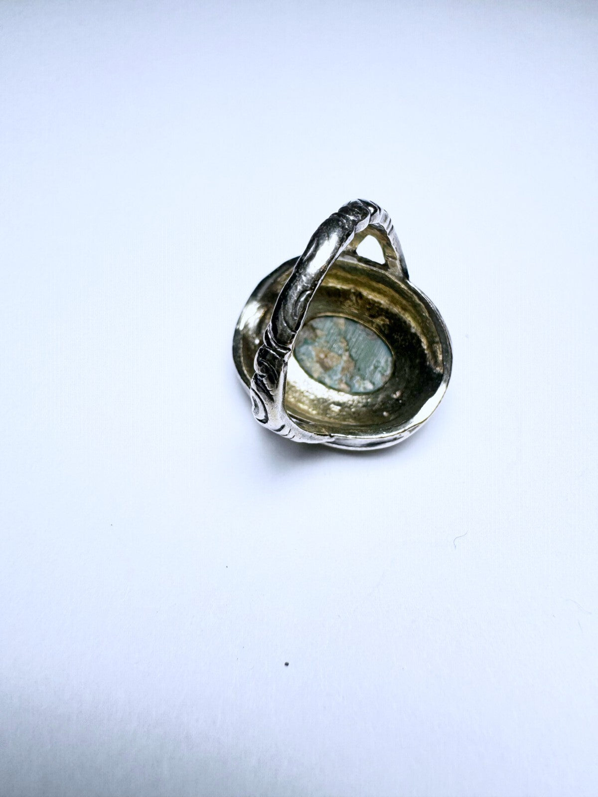 Ring 925er Silber Größe 50 Grüner Cabochon 6,38g6