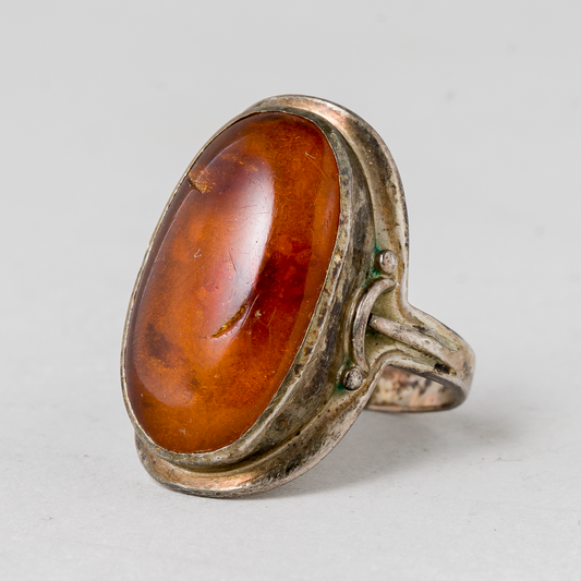 Ring Bernstein 835er Silber 6,46 g Größe 54 (17,2 mm Ø)0