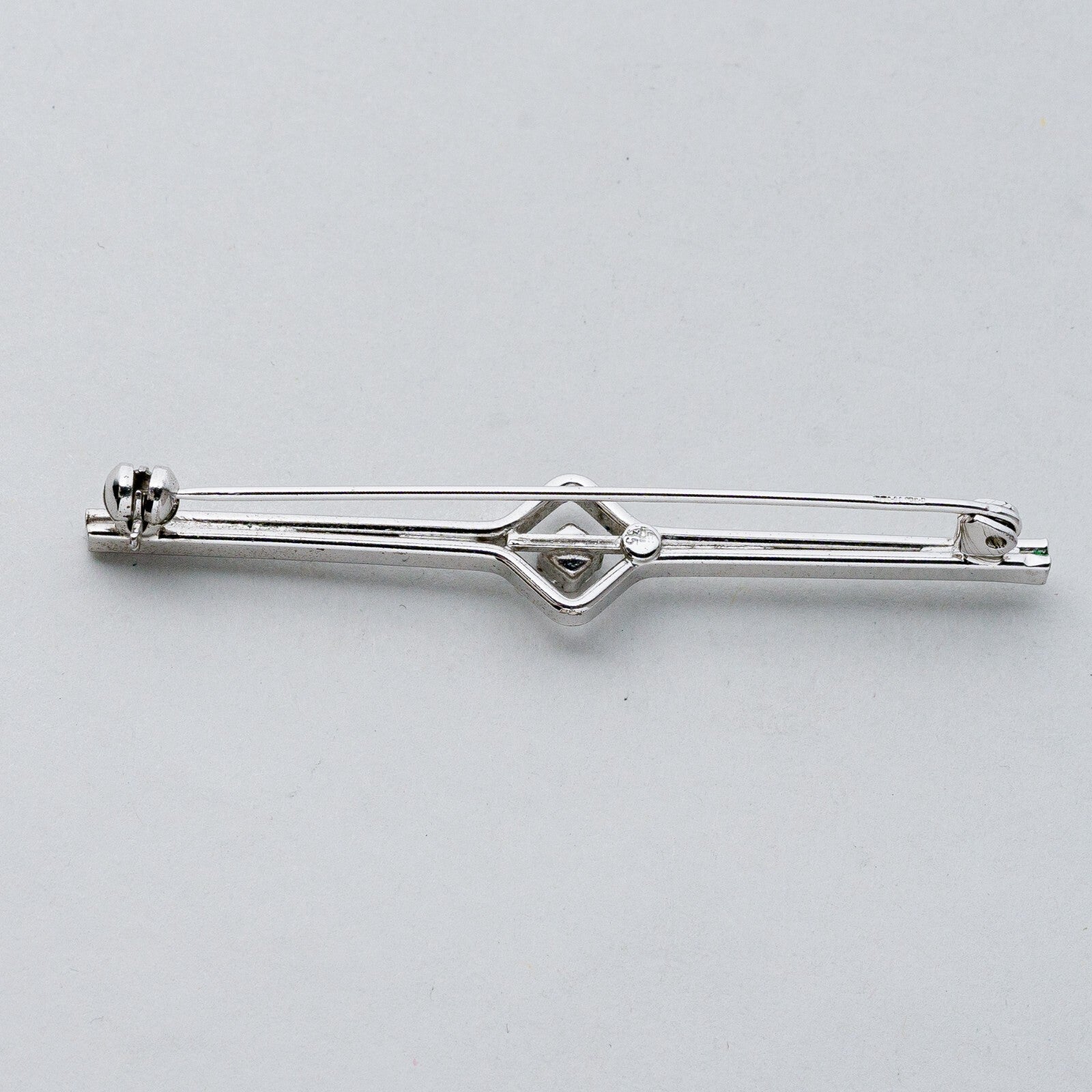 Silber Brosche Spange 835 Weißer Stein 5,21 g4