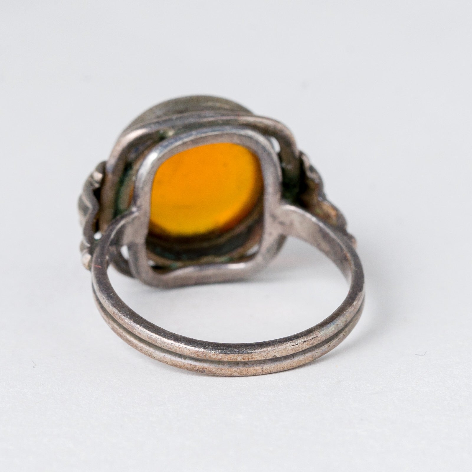 Silber Ring 835 Bernstein Größe 53 (16,8 mm Ø) 4,12 g3