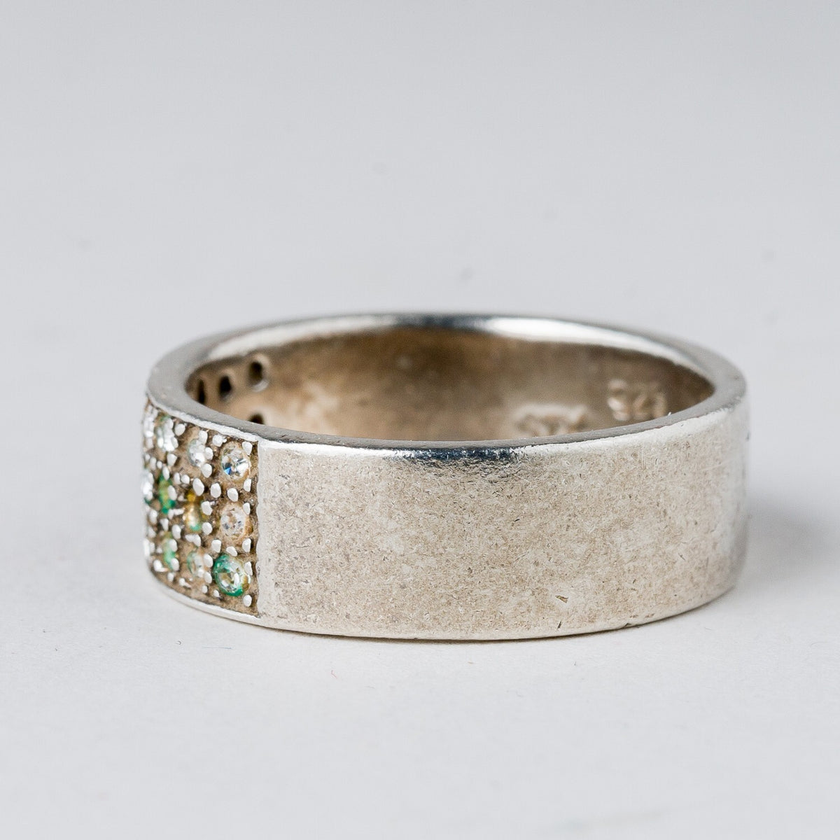 Silber Ring 925 Weiße Steine Größe 55 (17,5 mm Ø) 5,55 g3