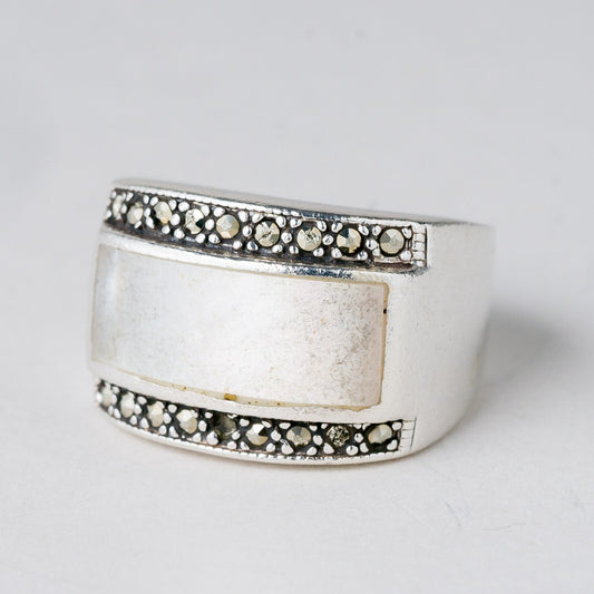 Silber Ring 925 Weißer Stein Größe 60 (19,1 mm Ø) 10,56 g0