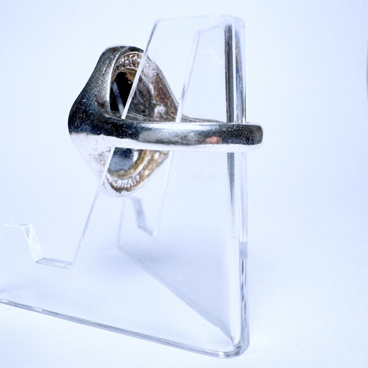 Ring 835er Silber Größe 53 mit grauem Cabochon 7,88g2
