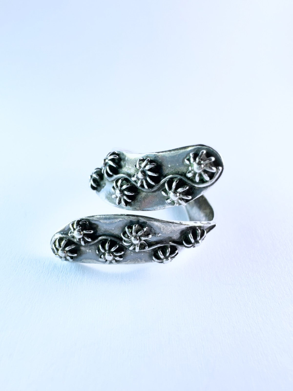 Silberring 925er Sterling Silber mit Blüten Größe 55 (17,5 mm Ø) 5,55 g7