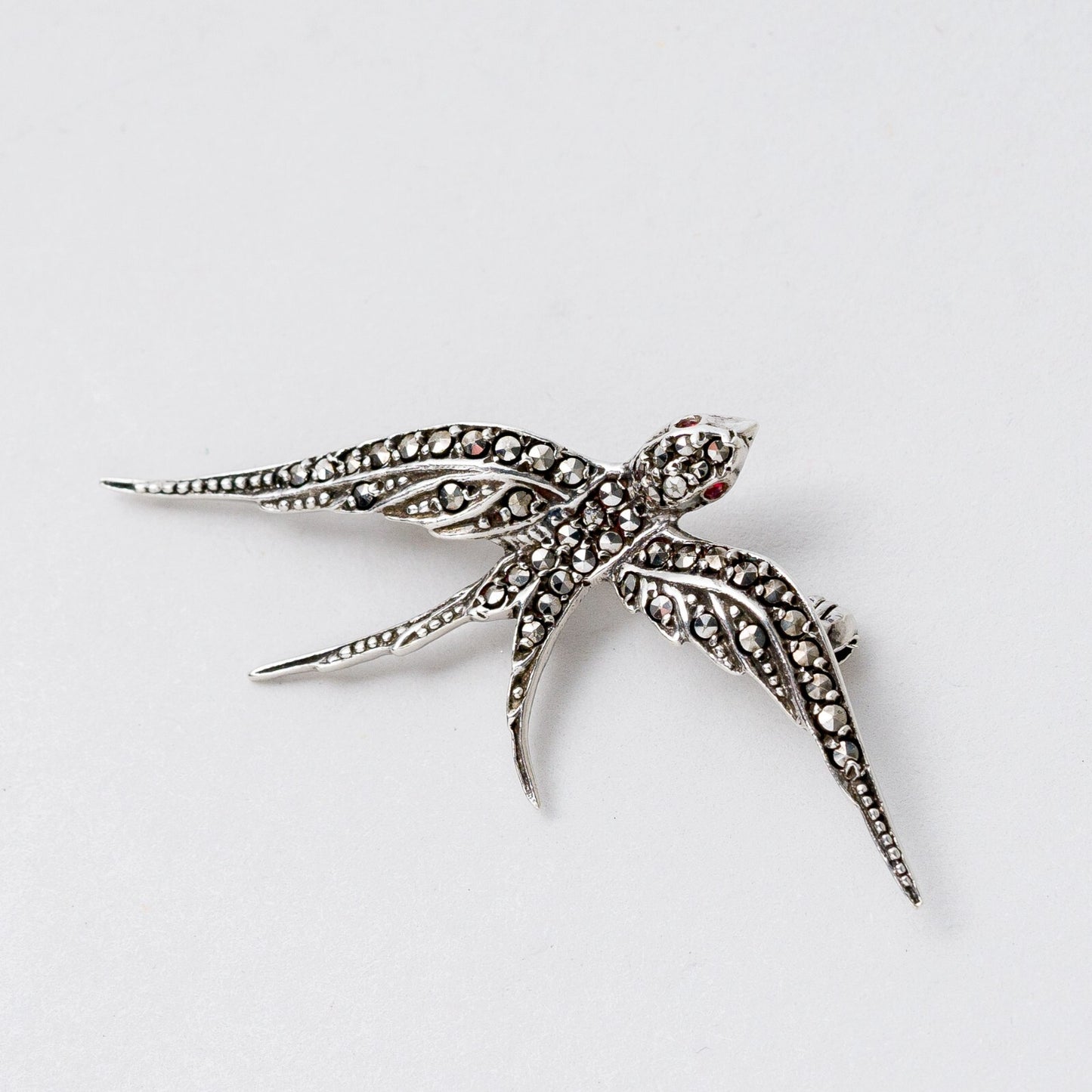 Brosche 800 Silber Vogel Steinbesatz 4,6 cm 3,53 g2